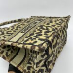Small Book Tote Canvas Leopard Beige