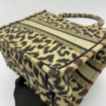 Small Book Tote Canvas Leopard Beige