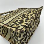 Small Book Tote Canvas Leopard Beige