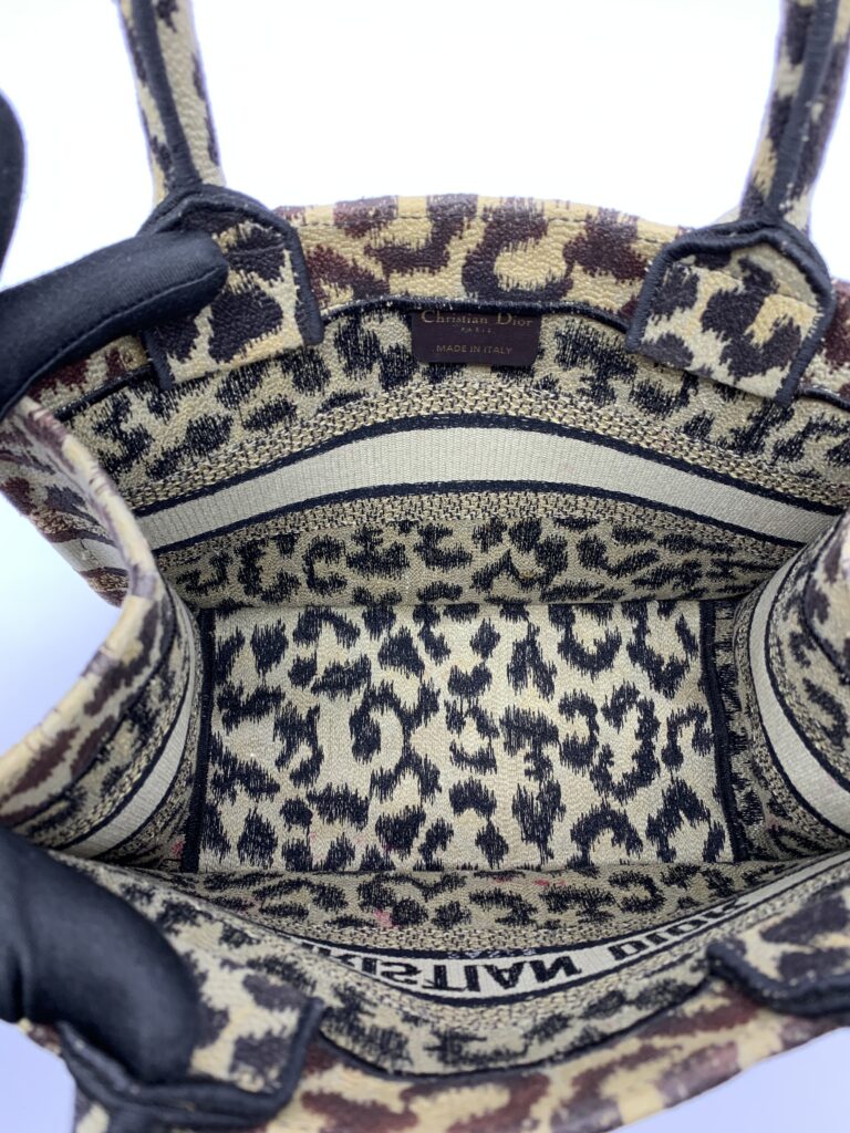 Small Book Tote Canvas Leopard Beige