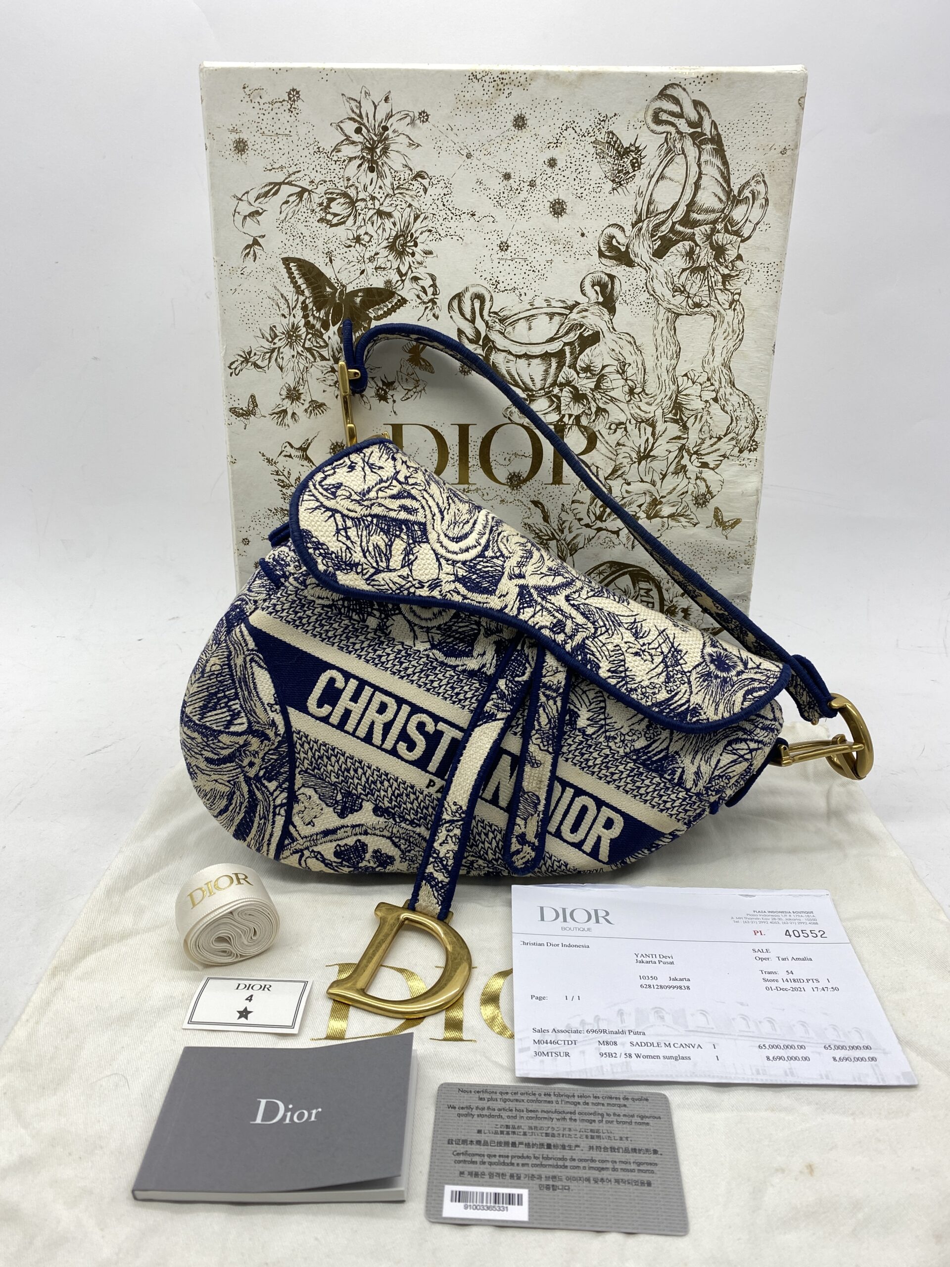 Saddle Medium Canvas Toile De Jouy GHW
