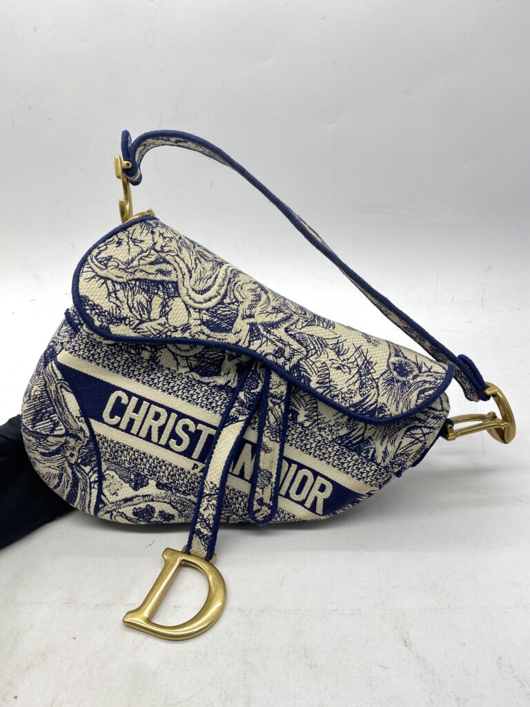 Saddle Medium Canvas Toile De Jouy GHW