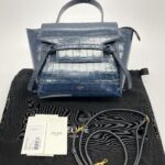 Celine Nano Belt Bag Navy Croco Embossed GHW