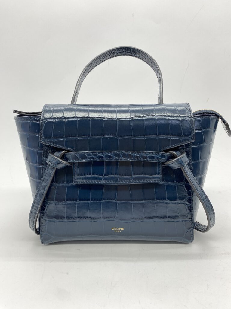 Celine Nano Belt Bag Navy Croco Embossed GHW