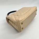 Coco Handle Small Chevron Calfskin Beige Handle Lizard GHW