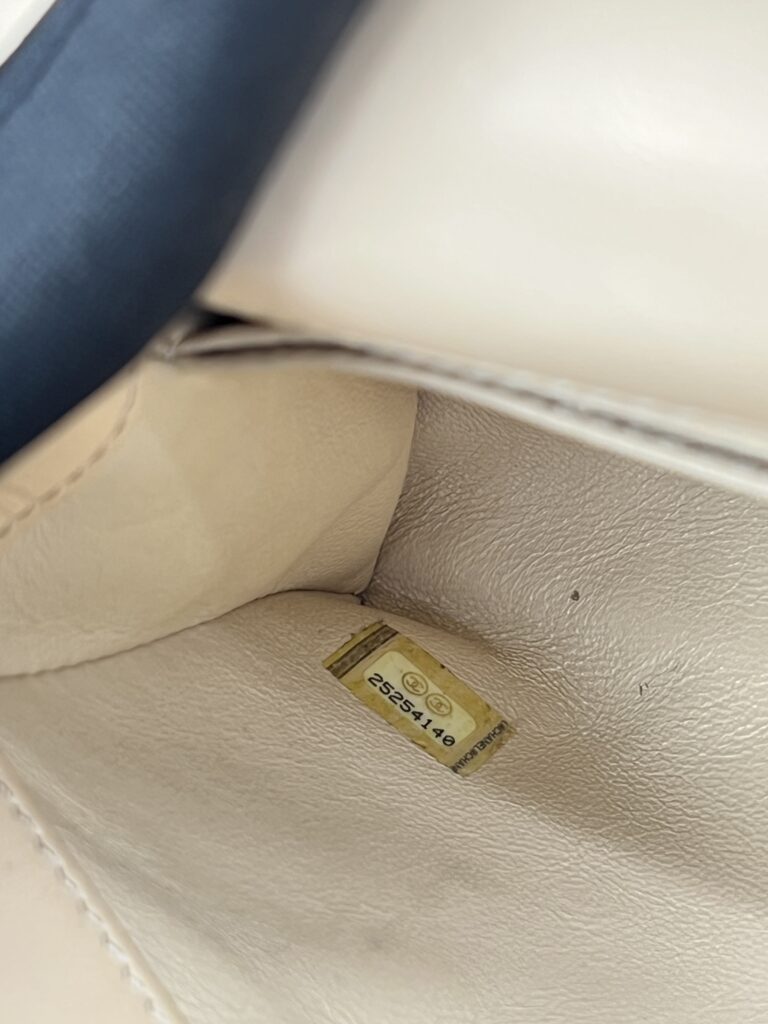 Coco Handle Small Chevron Calfskin Beige Handle Lizard GHW