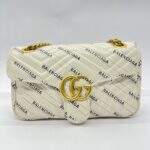 Marmont Flap Small X White Balenciaga Logo GHW