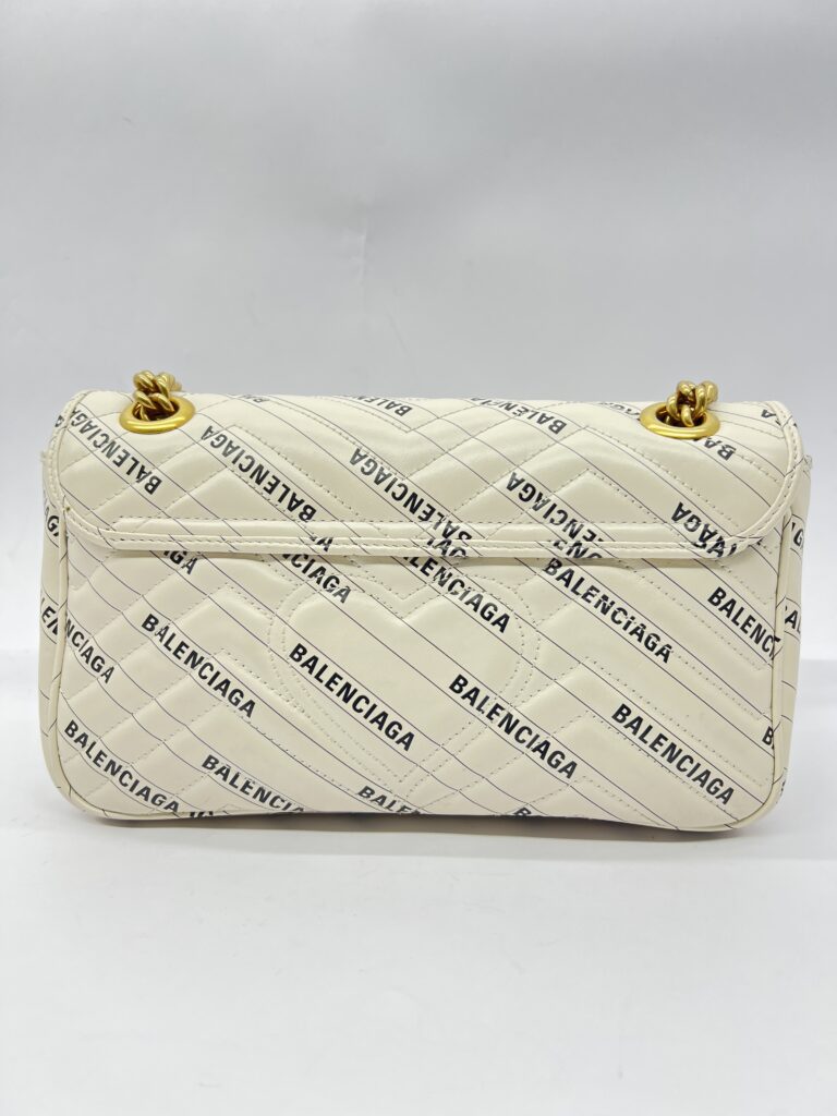 Marmont Flap Small X White Balenciaga Logo GHW