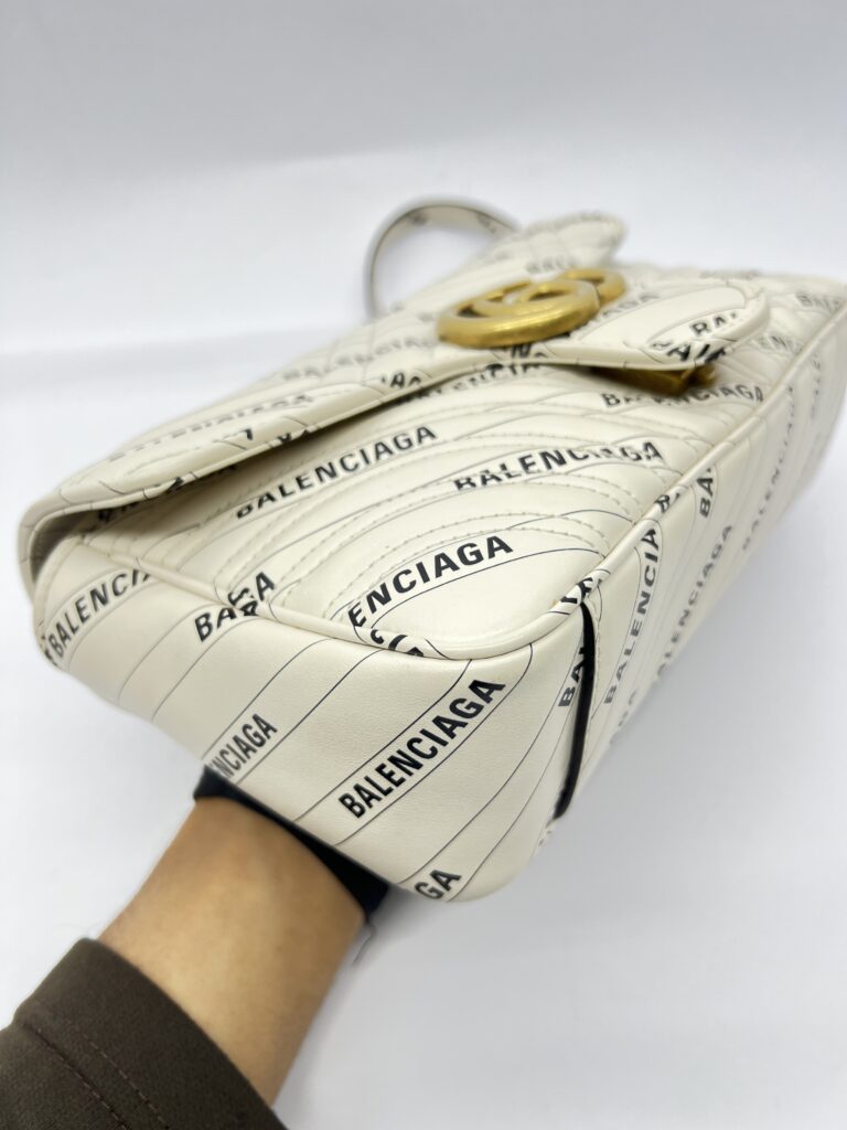 Marmont Flap Small X White Balenciaga Logo GHW