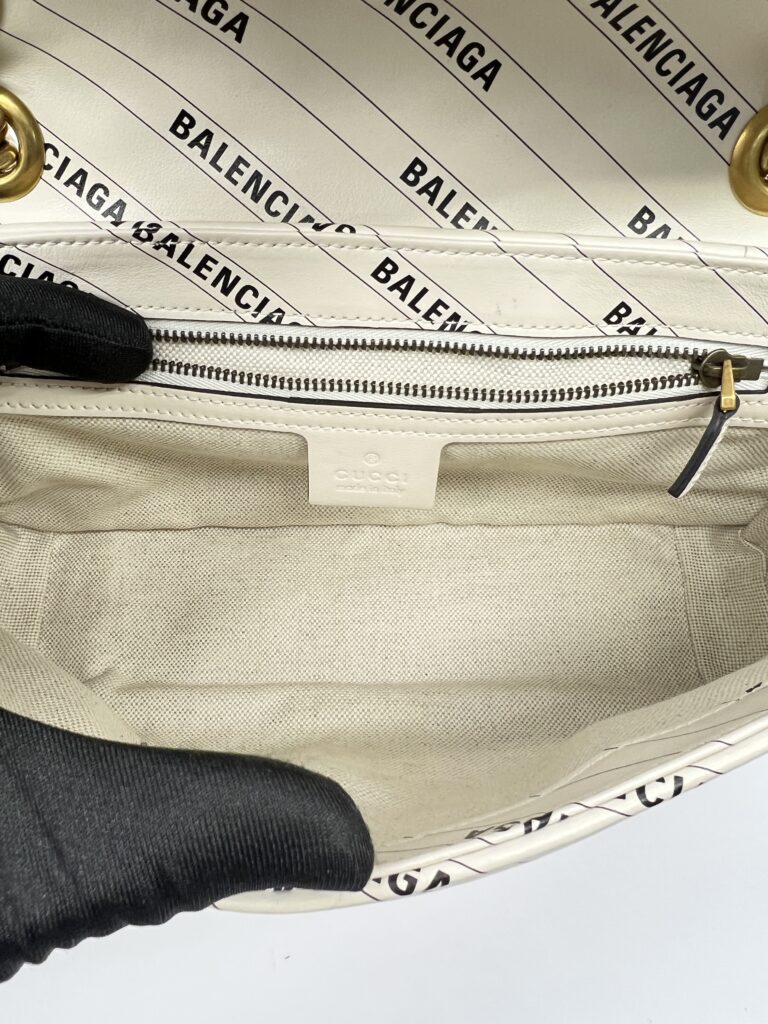 Marmont Flap Small X White Balenciaga Logo GHW