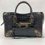 City Small Edge Croco Shiny Dark Grey GHW