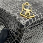 City Small Edge Croco Shiny Dark Grey GHW