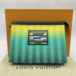 Pochette Voyage MM Damier Striped Gradient Yellow Green SHW