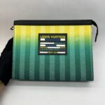 Pochette Voyage MM Damier Striped Gradient Yellow Green SHW
