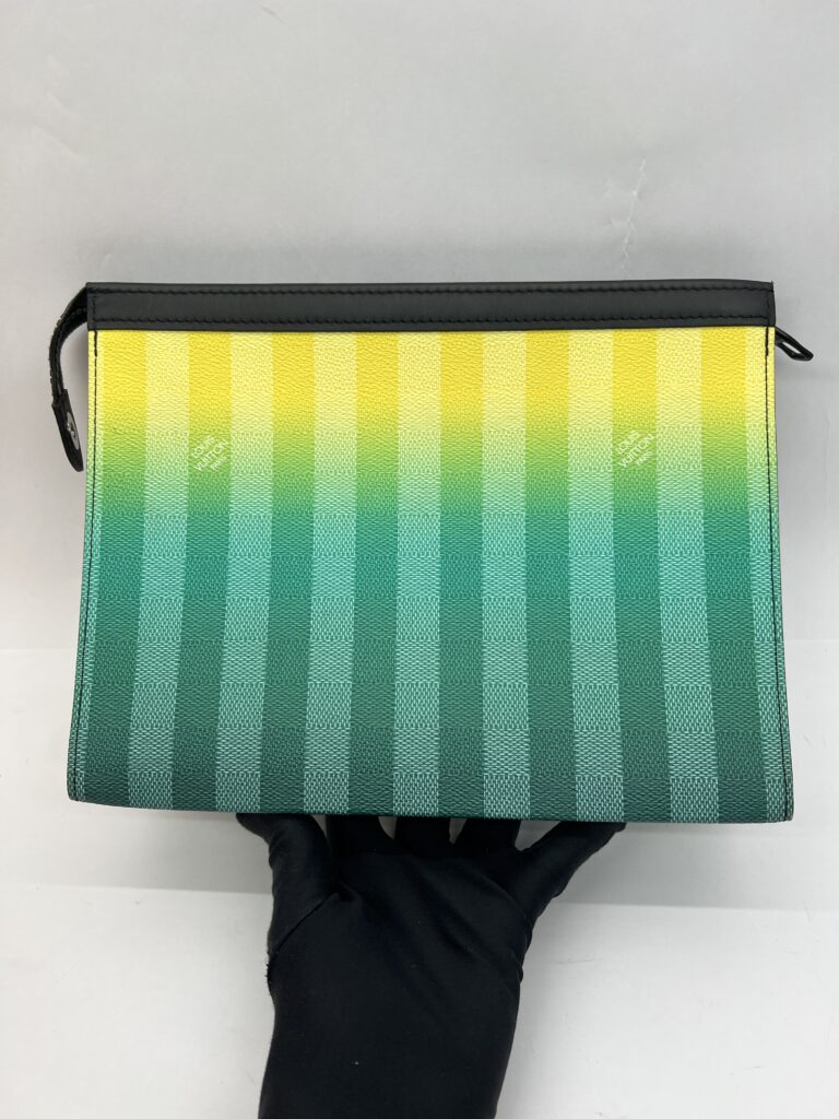 Pochette Voyage MM Damier Striped Gradient Yellow Green SHW