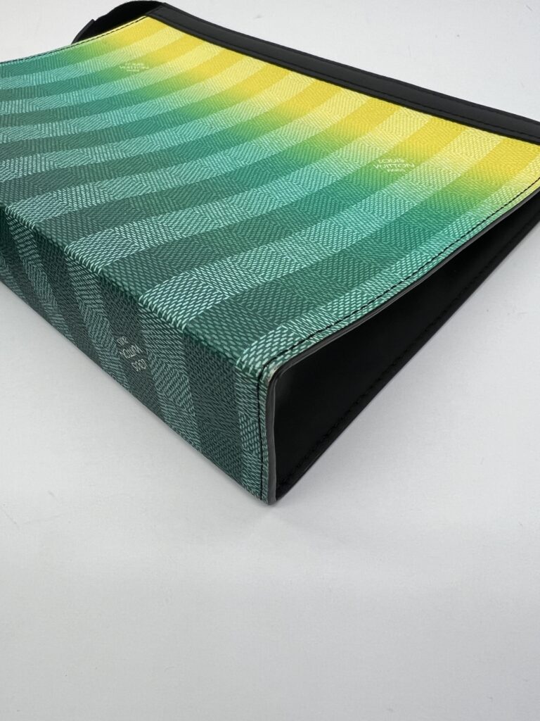 Pochette Voyage MM Damier Striped Gradient Yellow Green SHW