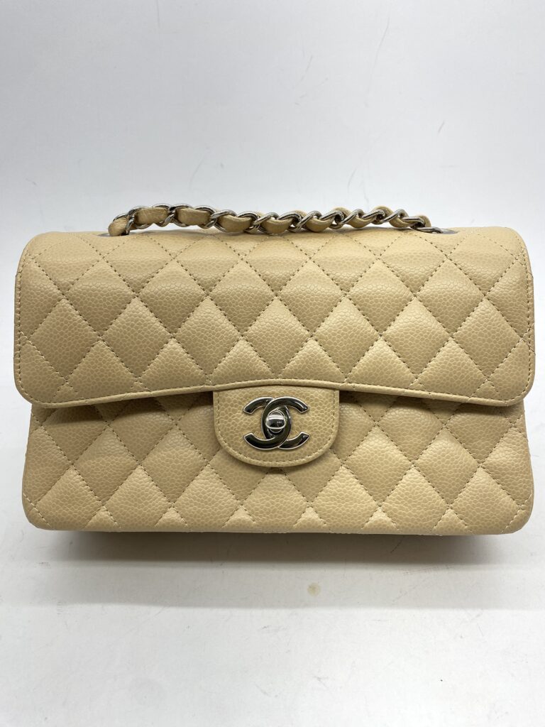 Classic Small D Flap Caviar Beige SHW