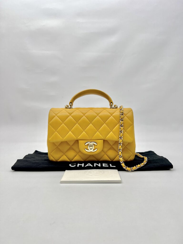 ⁠Chanel Mini Top Handle Jaune