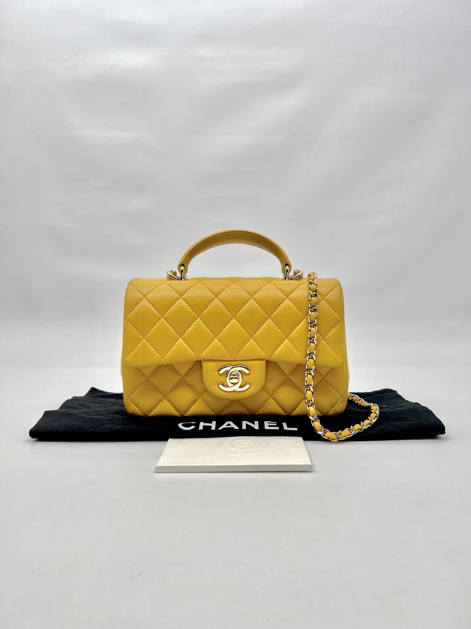 ⁠Chanel Mini Top Handle Jaune