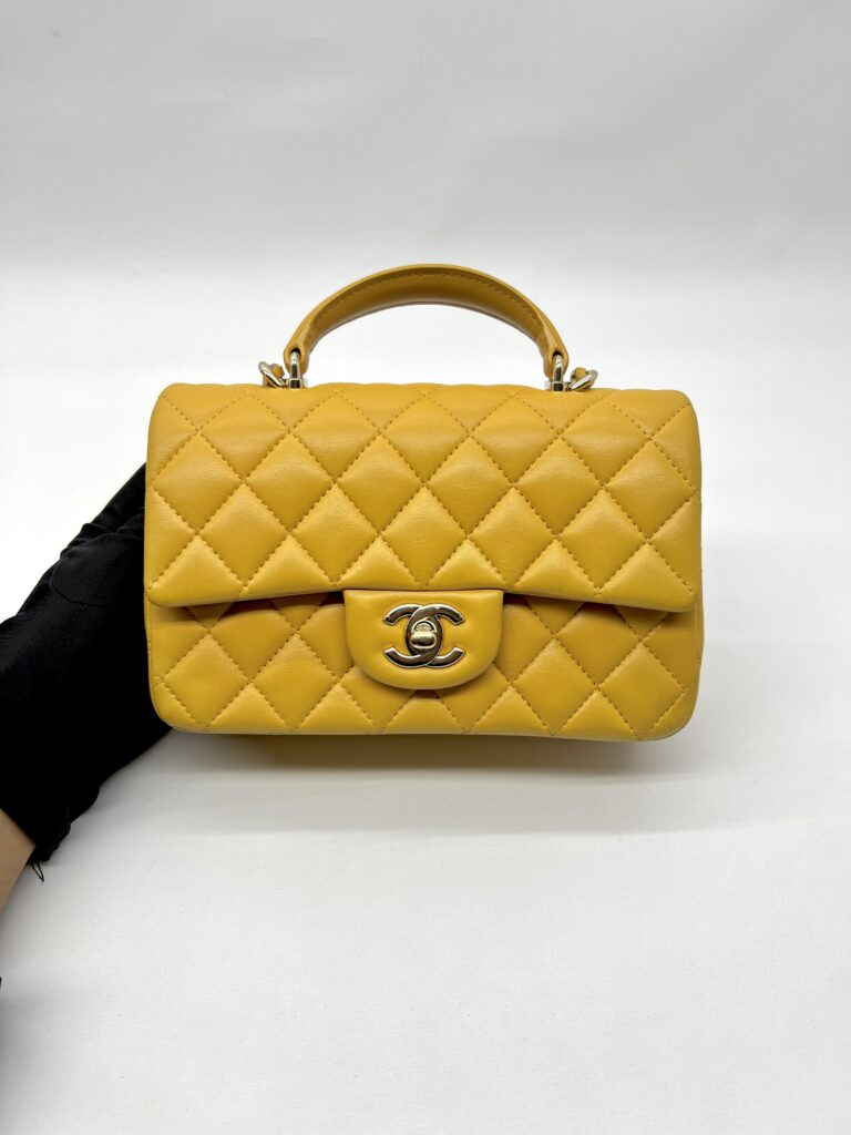 ⁠Chanel Mini Top Handle Jaune
