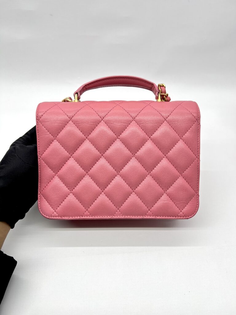 CC Top Handle Chain Caviar Pink GHW