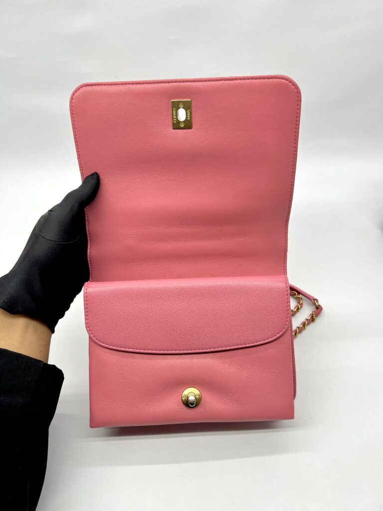 CC Top Handle Chain Caviar Pink GHW