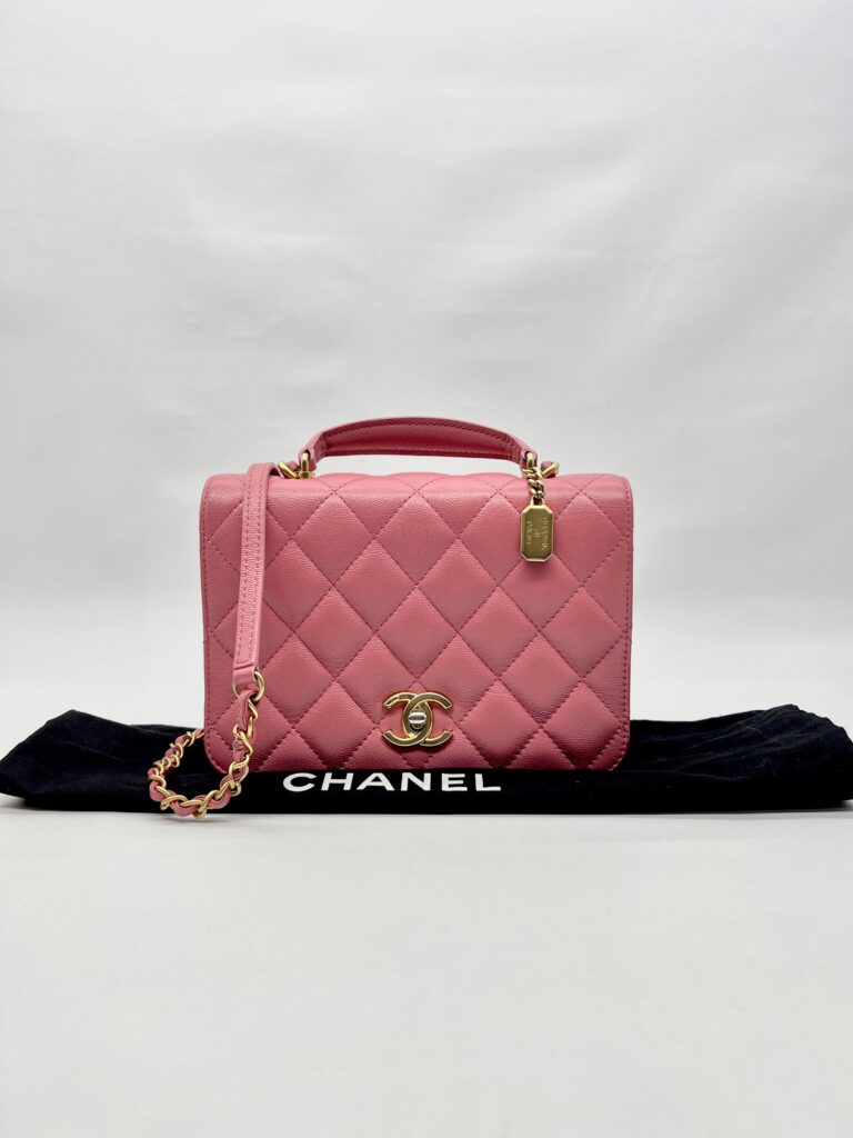 CC Top Handle Chain Caviar Pink GHW