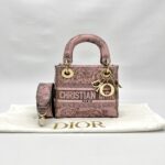 Mini Lady Dior Lite Toile De Joy Grey Pink GHW