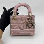 Mini Lady Dior Lite Toile De Joy Grey Pink GHW