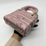 Mini Lady Dior Lite Toile De Joy Grey Pink GHW