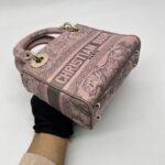 Mini Lady Dior Lite Toile De Joy Grey Pink GHW