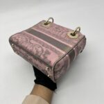 Mini Lady Dior Lite Toile De Joy Grey Pink GHW