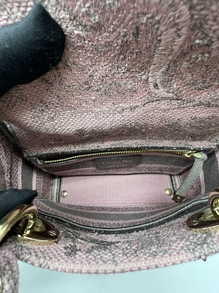 Mini Lady Dior Lite Toile De Joy Grey Pink GHW