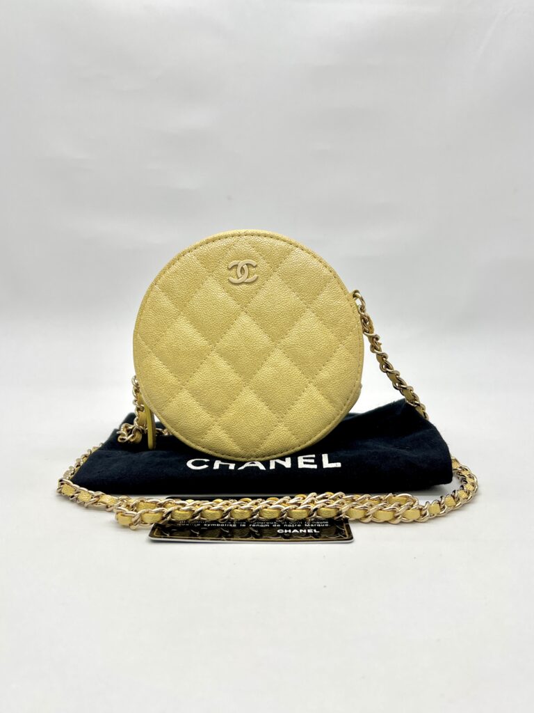 Mini Crossbody Metallic Yellow Quilted Caviar