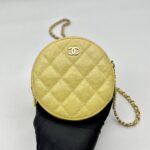 Mini Crossbody Metallic Yellow Quilted Caviar