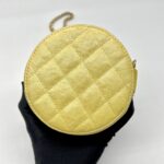 Mini Crossbody Metallic Yellow Quilted Caviar