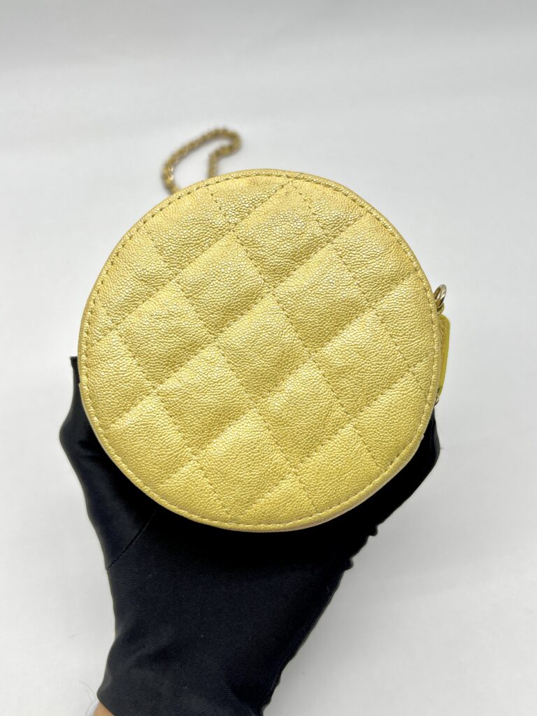 Mini Crossbody Metallic Yellow Quilted Caviar