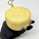 Mini Crossbody Metallic Yellow Quilted Caviar