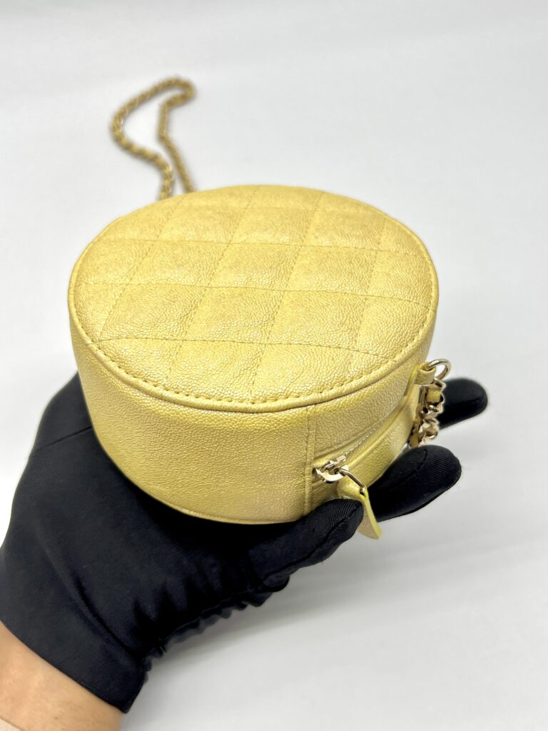 Mini Crossbody Metallic Yellow Quilted Caviar