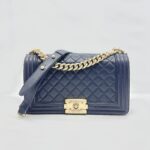 Boy 25 Lambskin Dark Blue Quilted LGHW