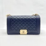 Boy 25 Lambskin Dark Blue Quilted LGHW