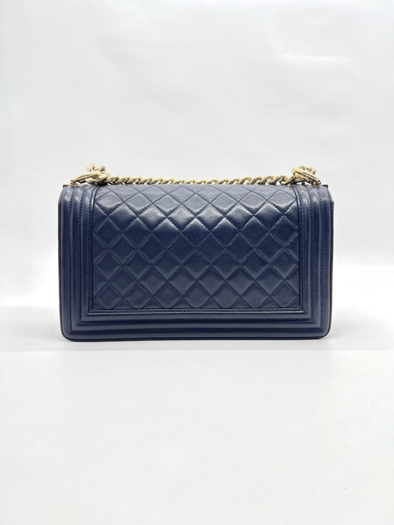 Boy 25 Lambskin Dark Blue Quilted LGHW