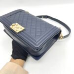 Boy 25 Lambskin Dark Blue Quilted LGHW