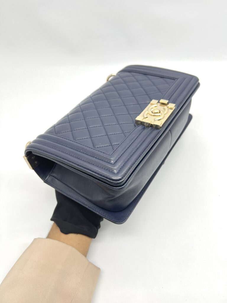 Boy 25 Lambskin Dark Blue Quilted LGHW