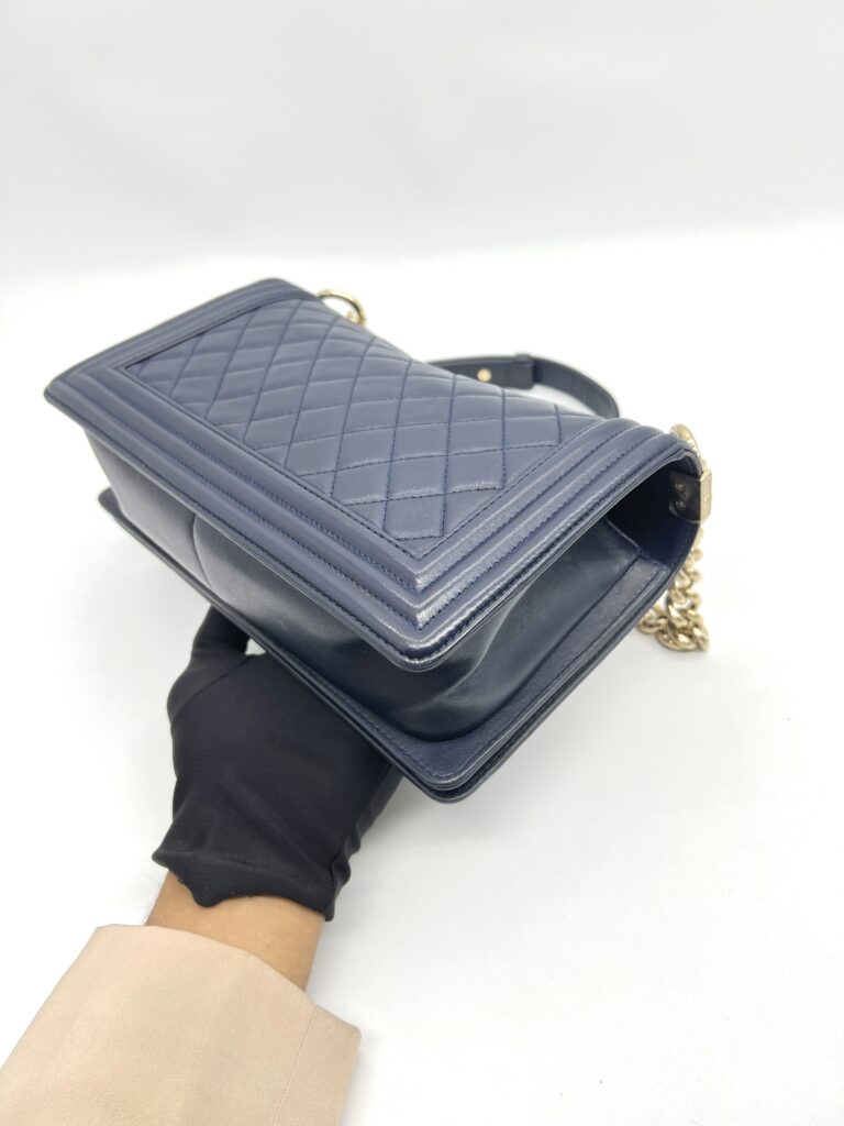 Boy 25 Lambskin Dark Blue Quilted LGHW