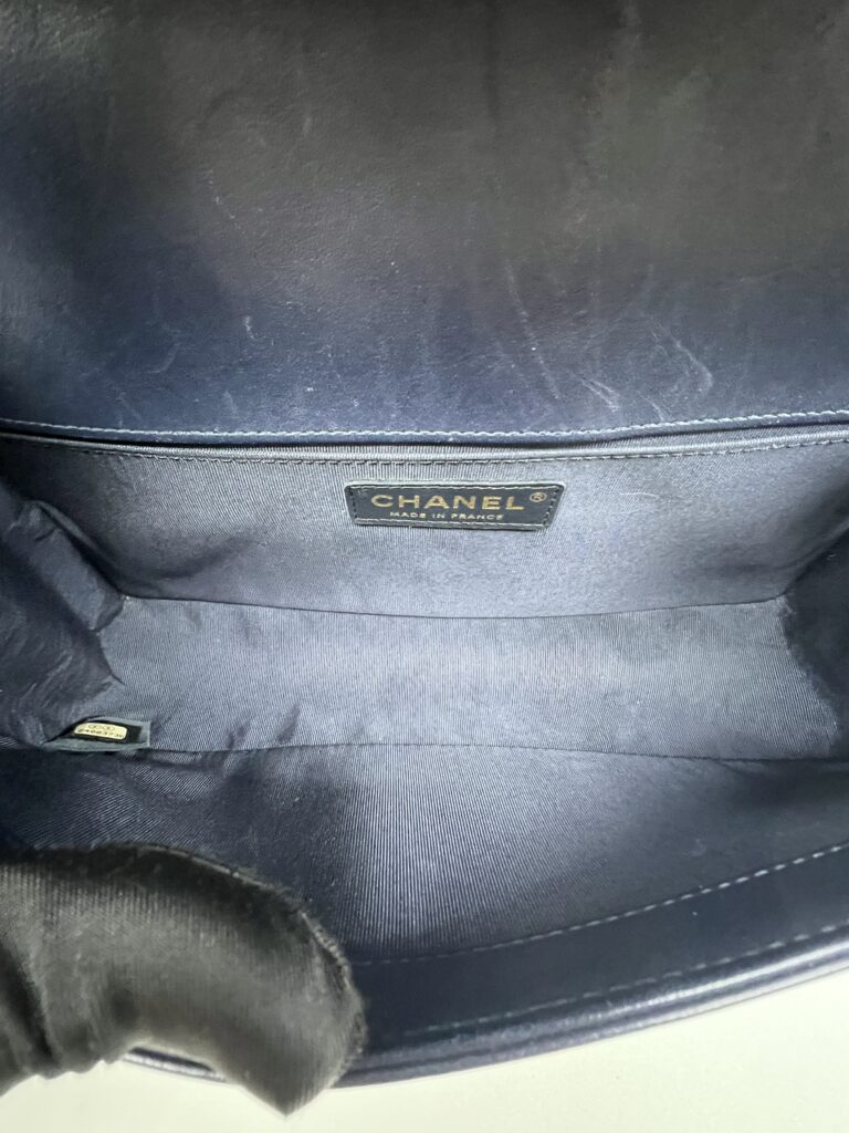 Boy 25 Lambskin Dark Blue Quilted LGHW