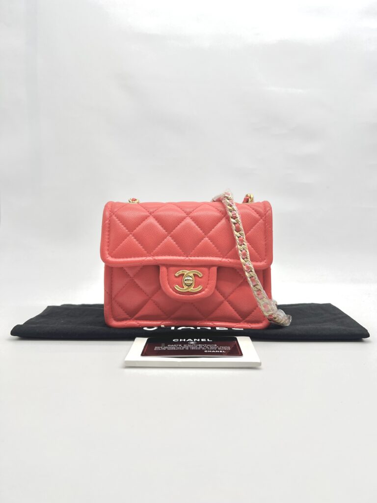 Mini Quilted Pink Coral Caviar GHW
