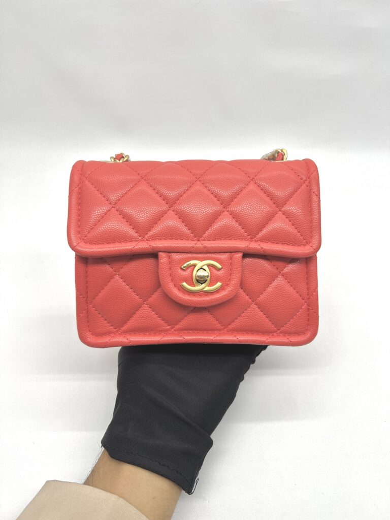 Mini Quilted Pink Coral Caviar GHW