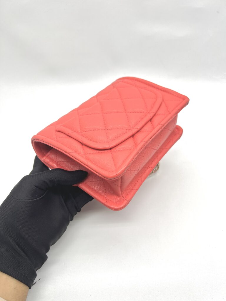 Mini Quilted Pink Coral Caviar GHW