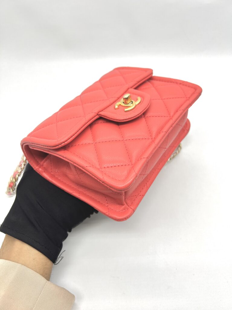 Mini Quilted Pink Coral Caviar GHW